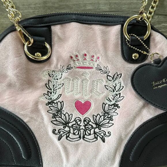 NEW! Juicy Couture Heritage Dome Velour Satchel Bag Dusty Blush Pink - Picture 3 of 6